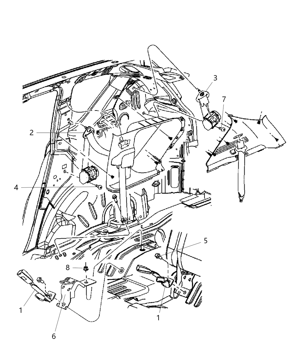 Mopar 1GE74DK7AA Belt Assembly-Rear Outer