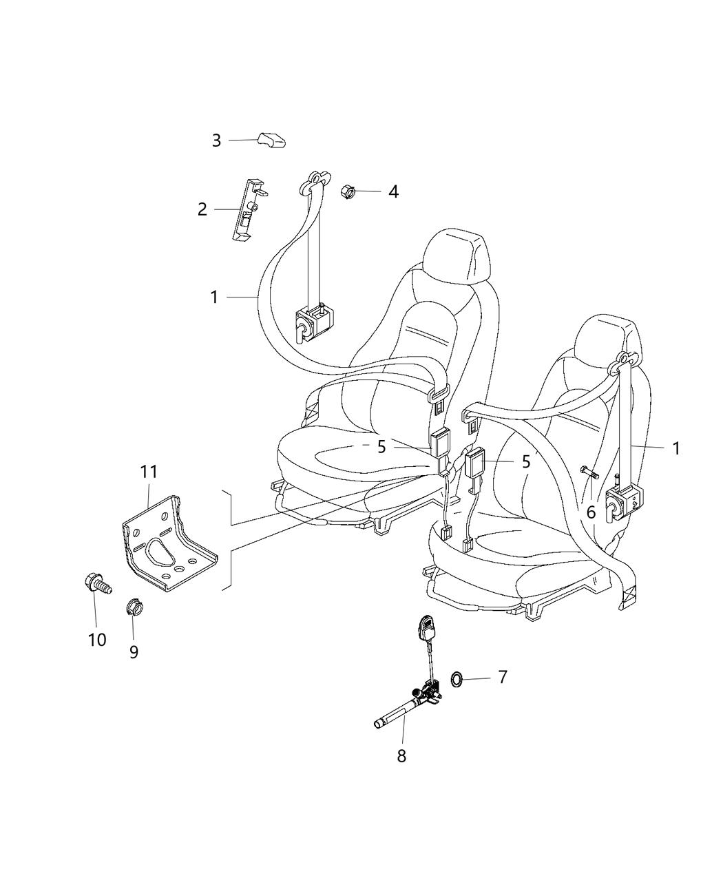 Mopar 5YG72LXHAA Anchor Seat Belt With Pretensioner