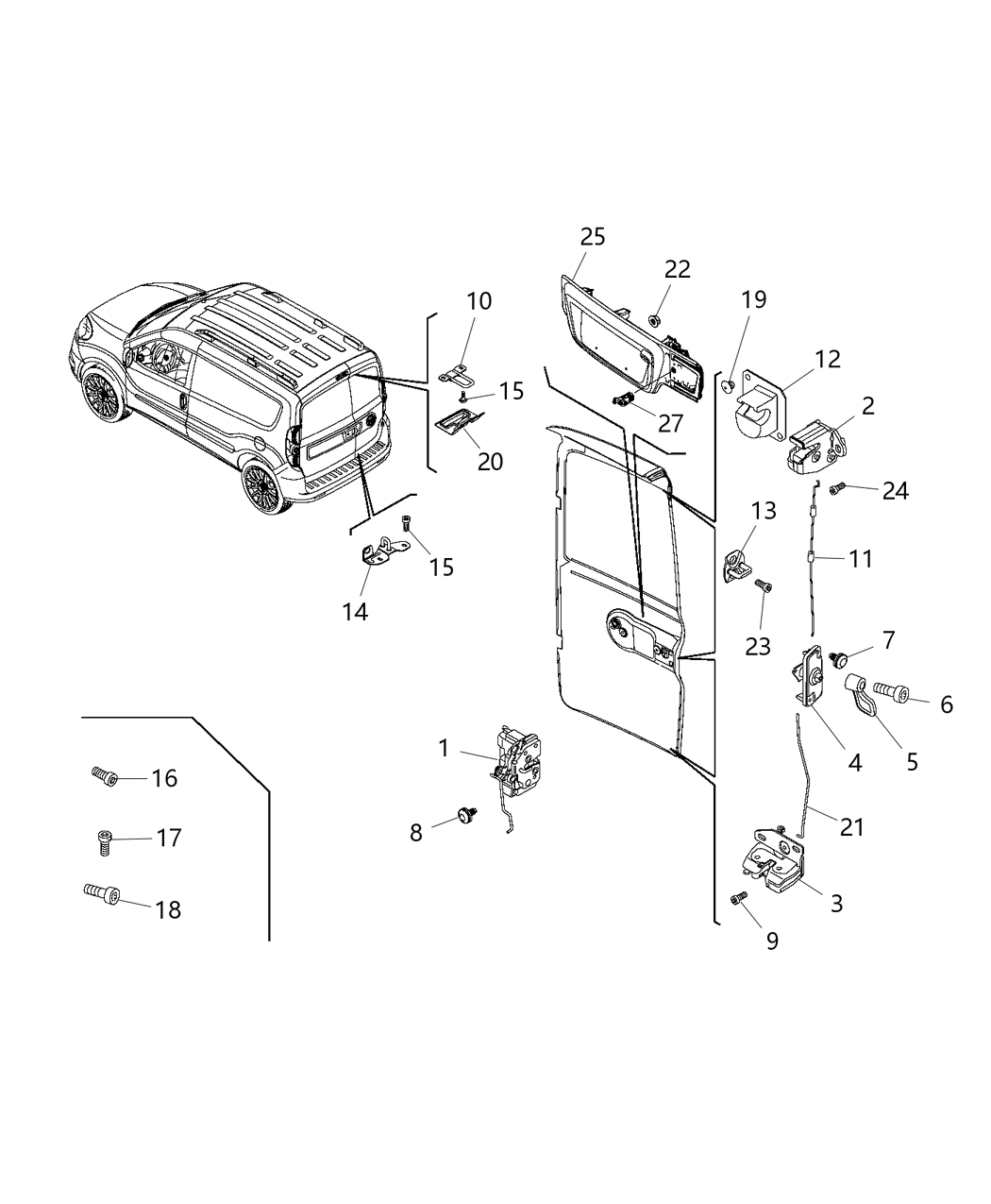 Mopar 68398092AA Rod-Inside Handle To Latch