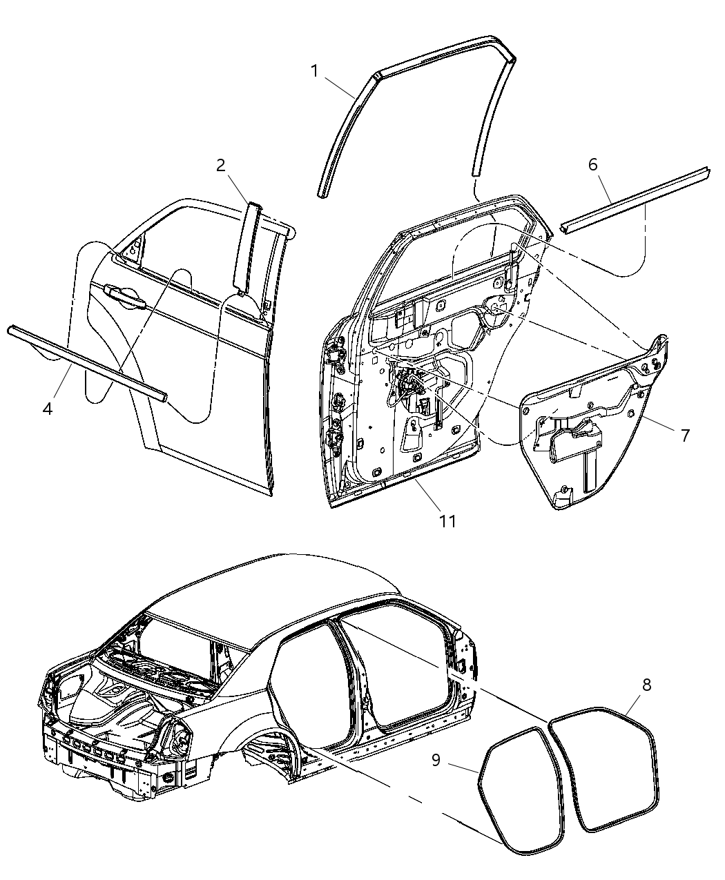 Mopar 5065165AA WEATHERSTRIP-Rear Door Mounted