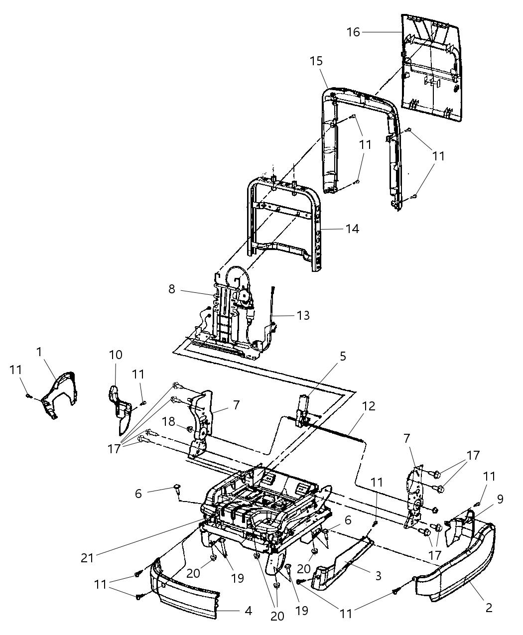 Mopar 68025047AA RECLINER-Front Seat Back