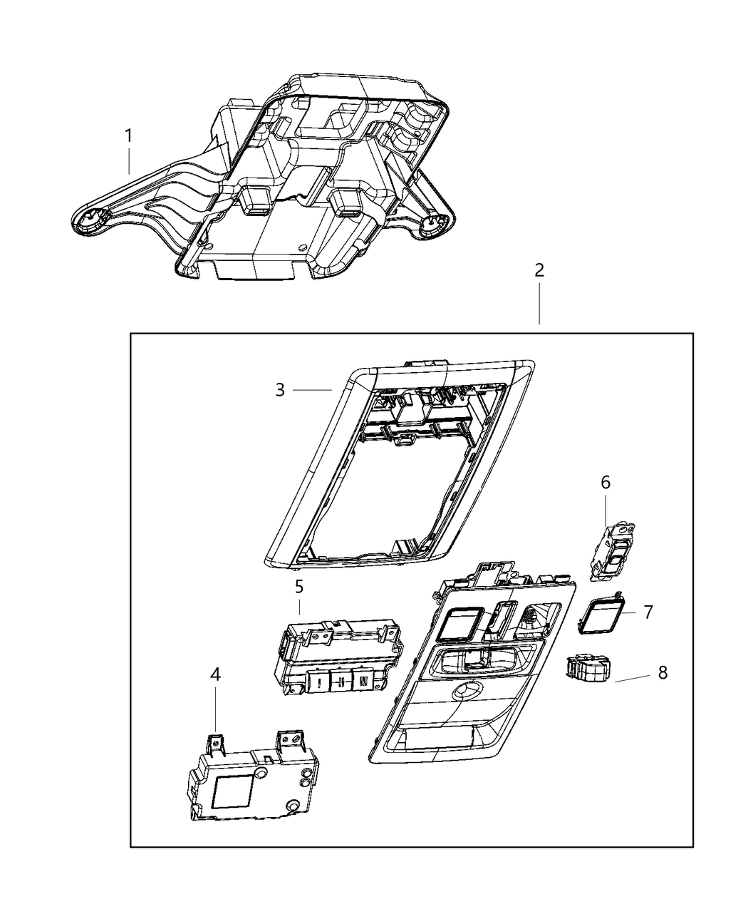 Mopar 5VR69BD1AA Housing-Overhead Console