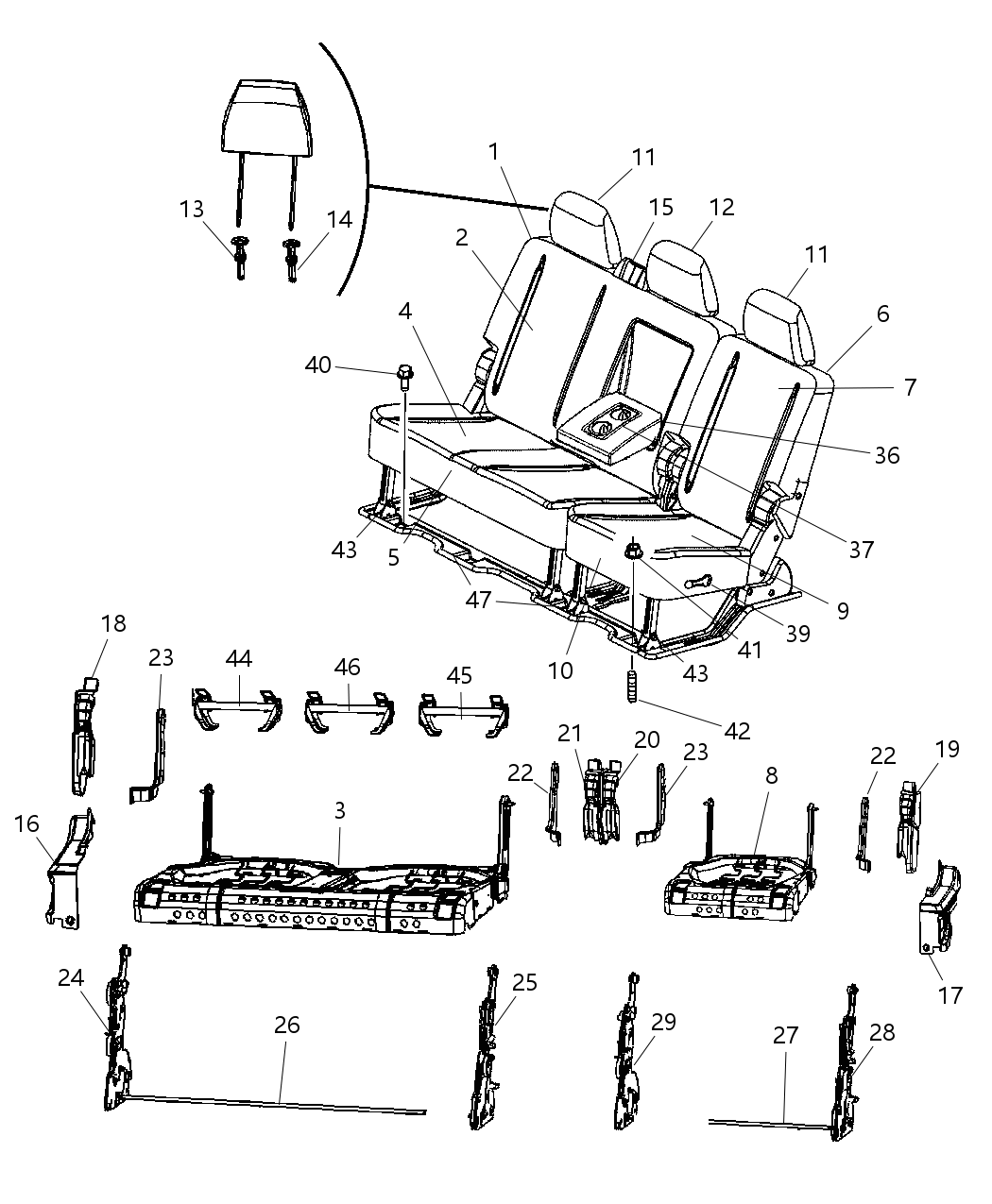 Mopar 1DQ081D5AA HEADREST-Rear