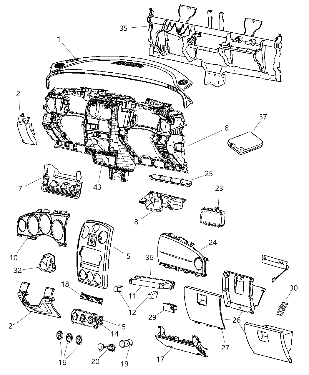 Mopar 4680614AA STRIKER-Glove Box Door