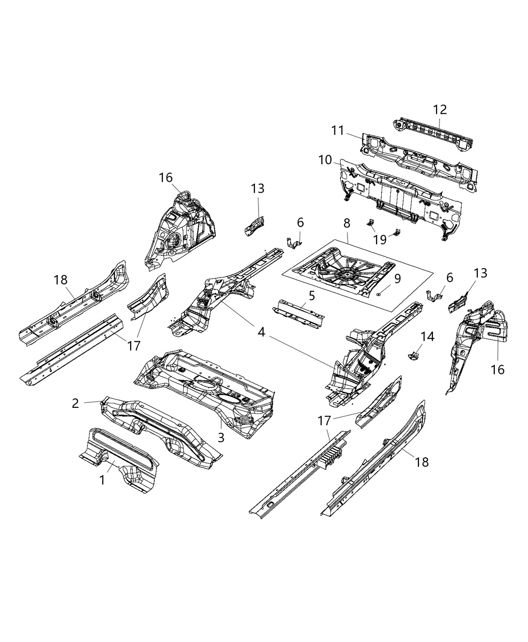 Mopar 68472031AA C Member-Rear Floor