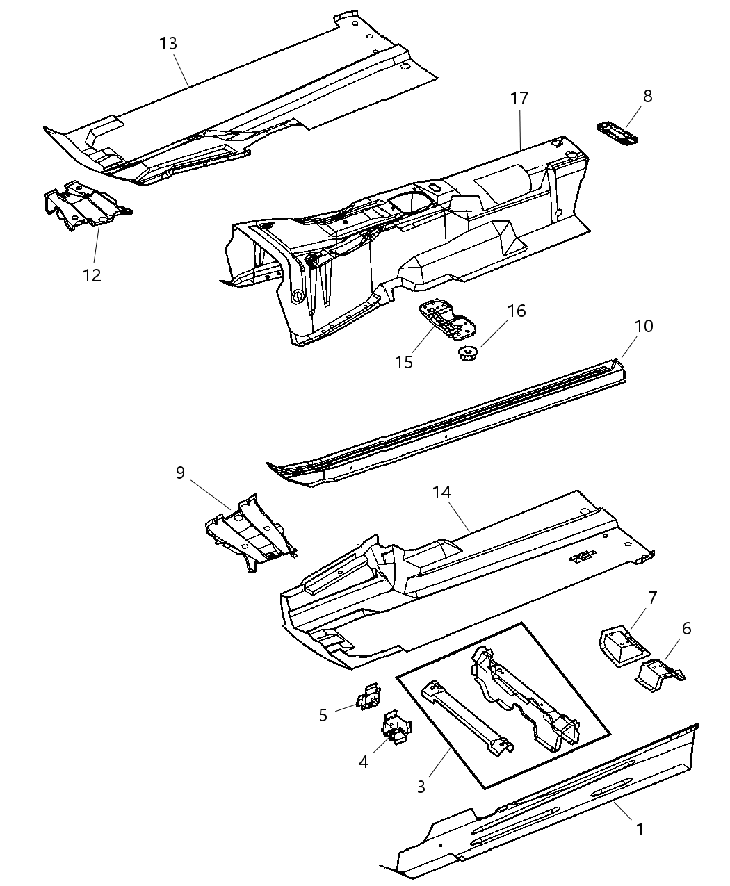 Mopar 5140917AA STRUT-Diagonal Frame REINFORCEMEN