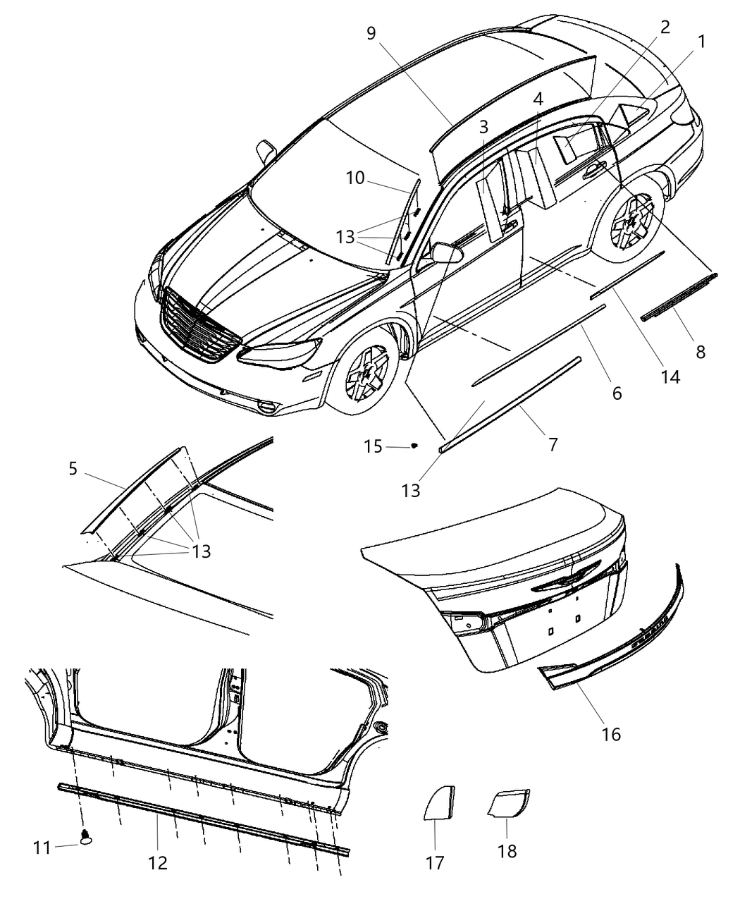 Mopar 5056276AA Molding-Front Door Belt