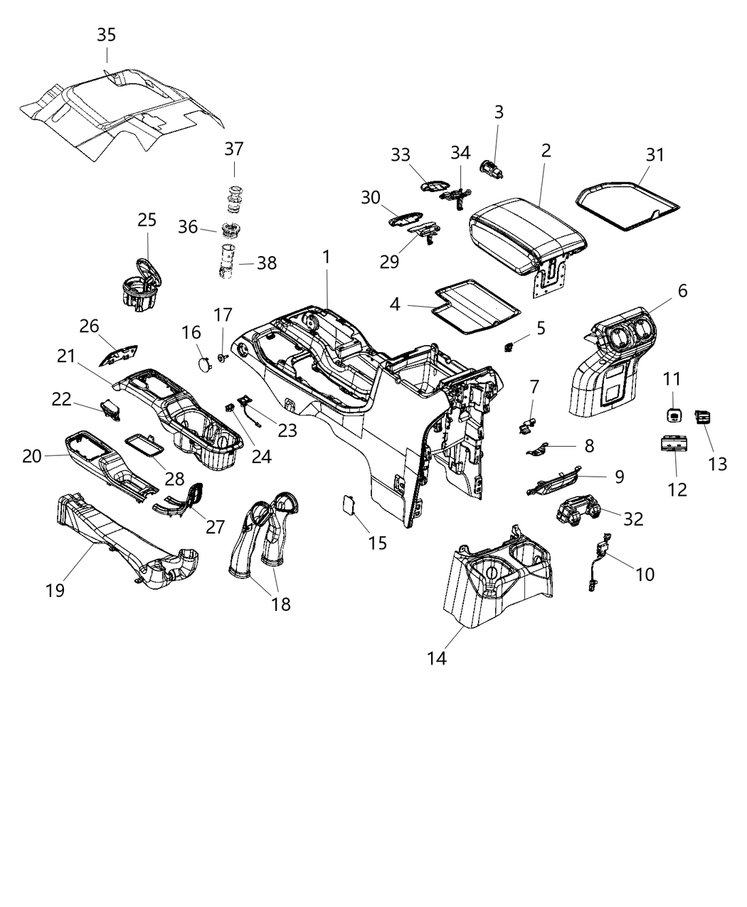 Mopar 6AC671A5AH Console ARMREST