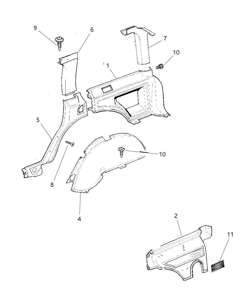 Mopar 5EW88RT6AC Panel-C Pillar