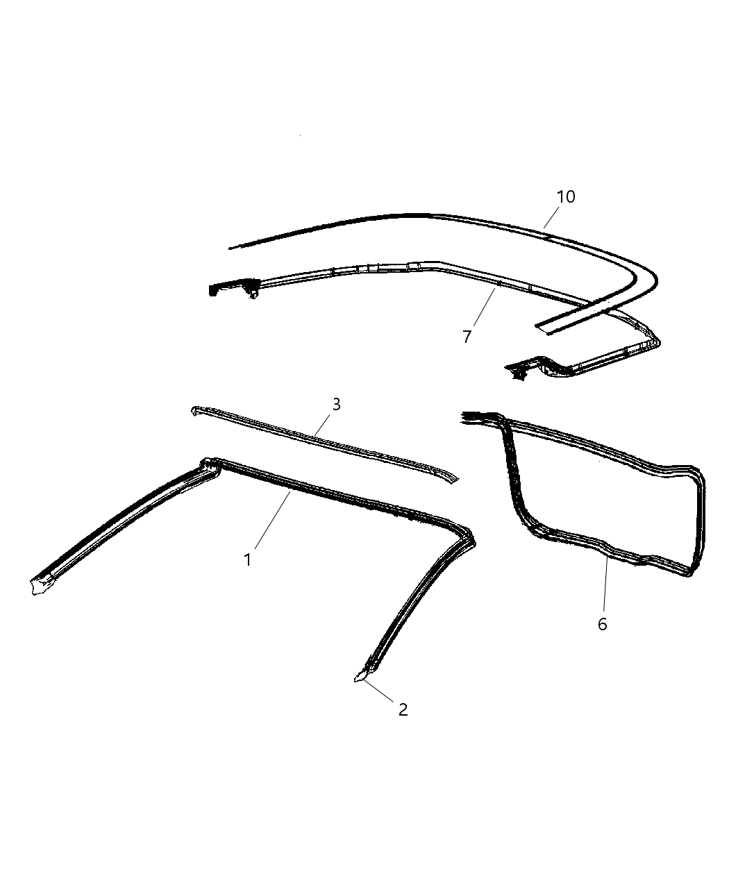 Mopar 50010080AA WEATHERSTRIP-A-Pillar To Roof