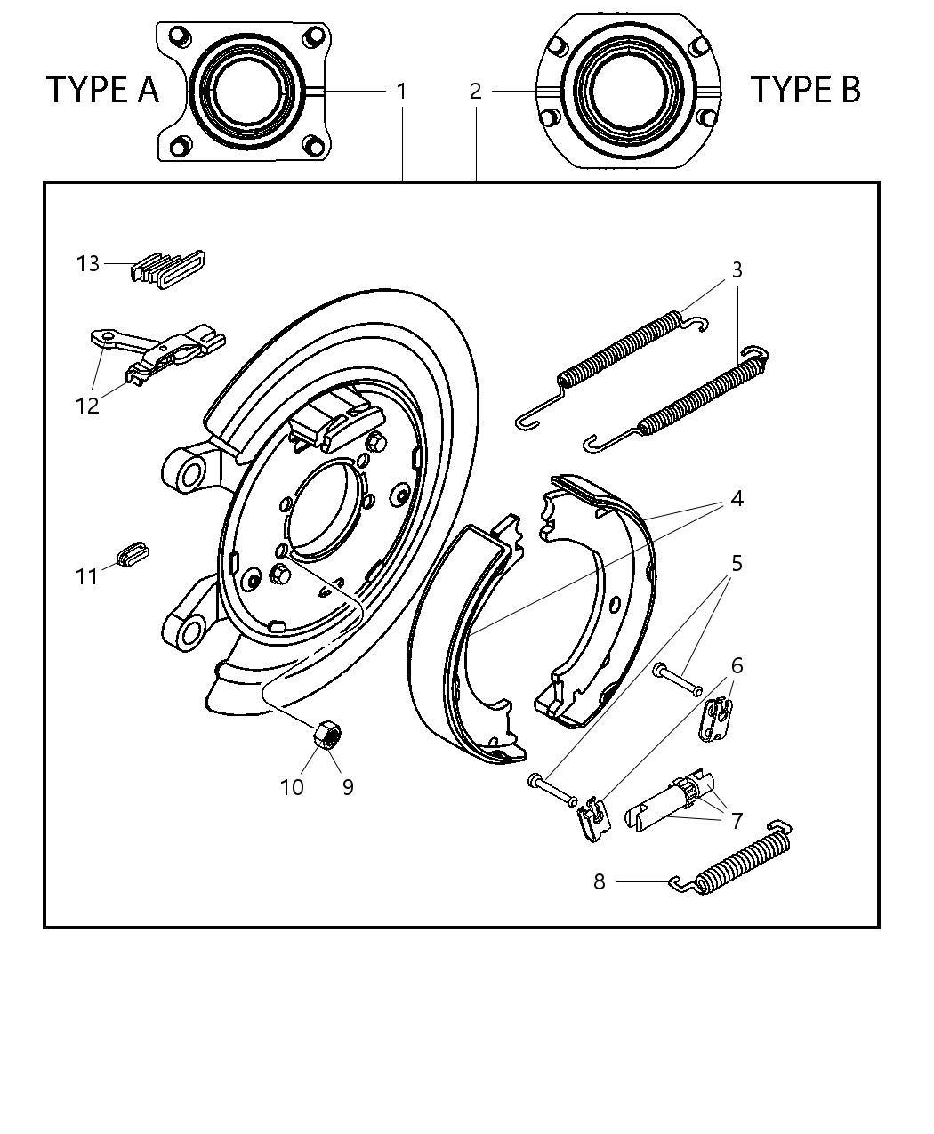 Mopar 2AMV2472AA Parking Brake Shoe Kit