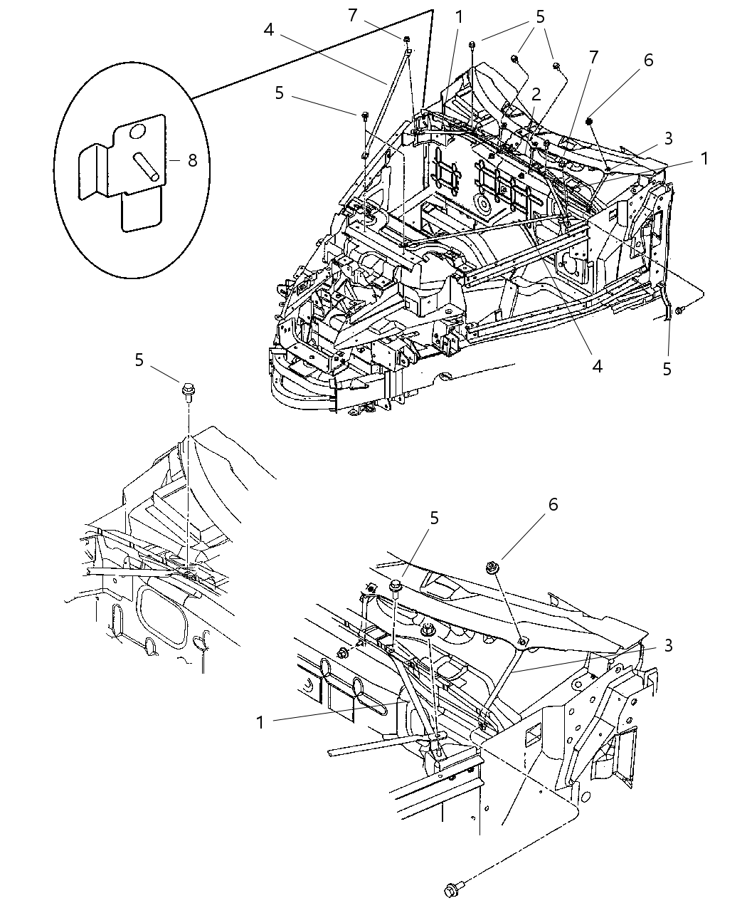 Mopar 4865007AA Bracket-Dash To Body Hinge Pillar