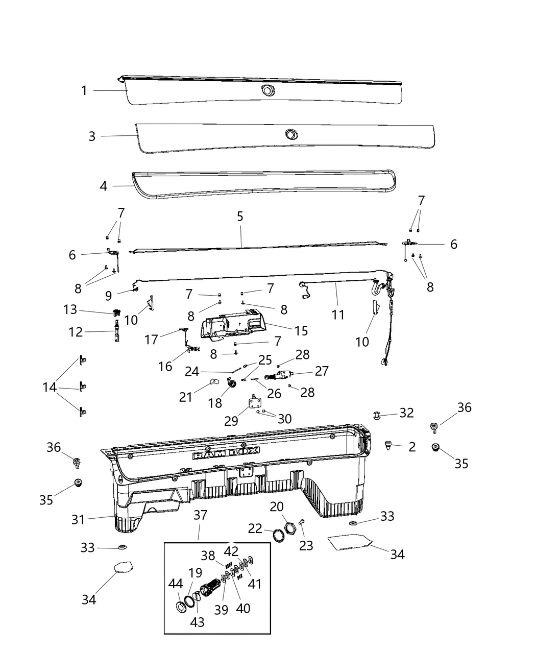 Mopar 68144152AD Housing-Push Button Ram Box