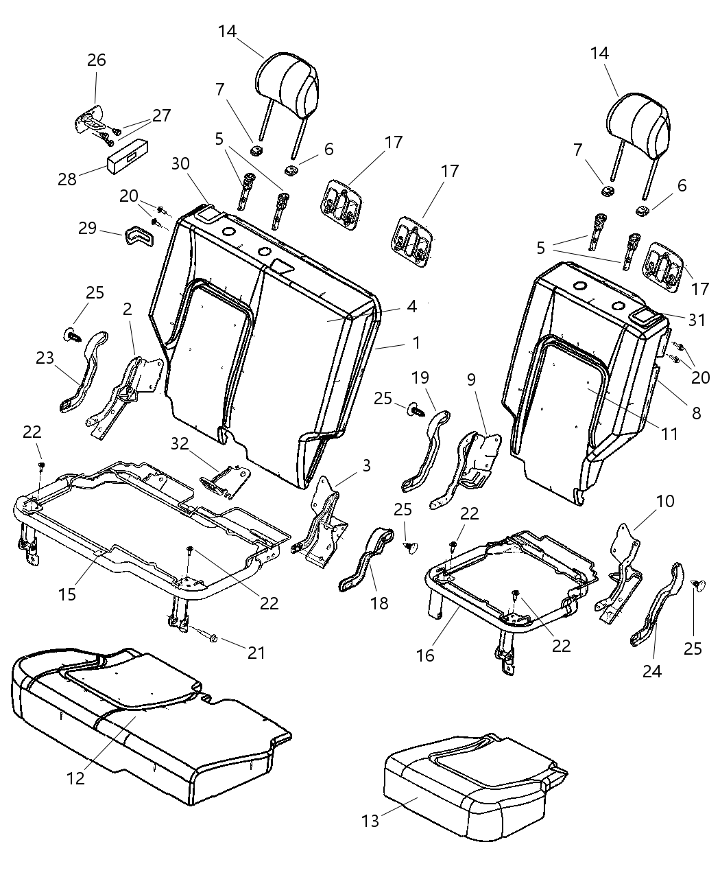 Mopar YF771DVAA Rear Seat Back Cover