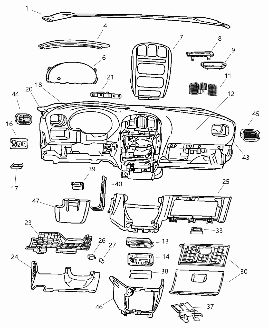 Mopar SH20YQLAA Filler-Lower Instrument Panel