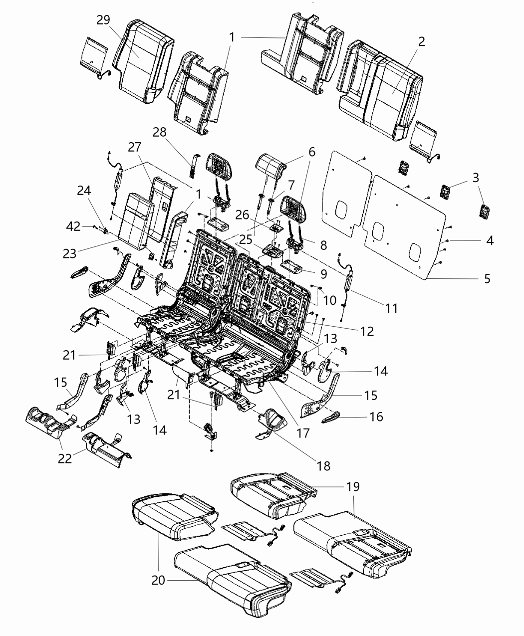 Mopar 5LK72BD3AA Rear Seat Back Cover Right