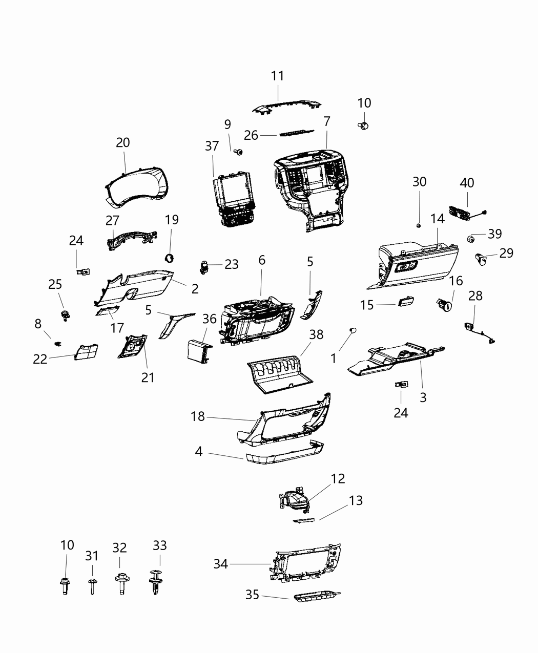 Mopar 68340284AD Center Stack Lower Controls Without Display