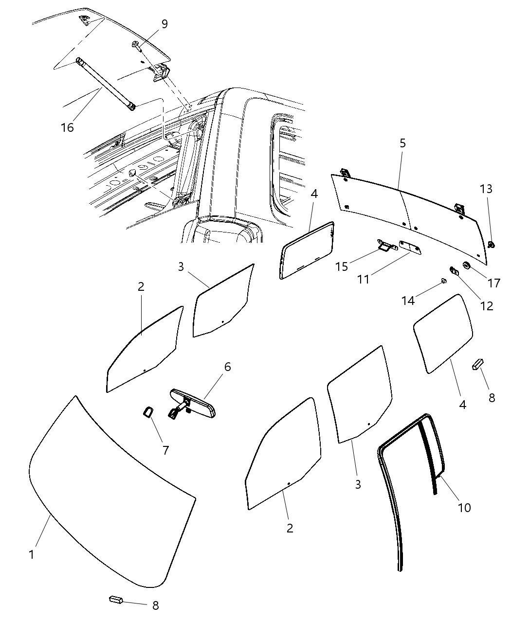 Mopar 57010117AC Glass-Quarter Window