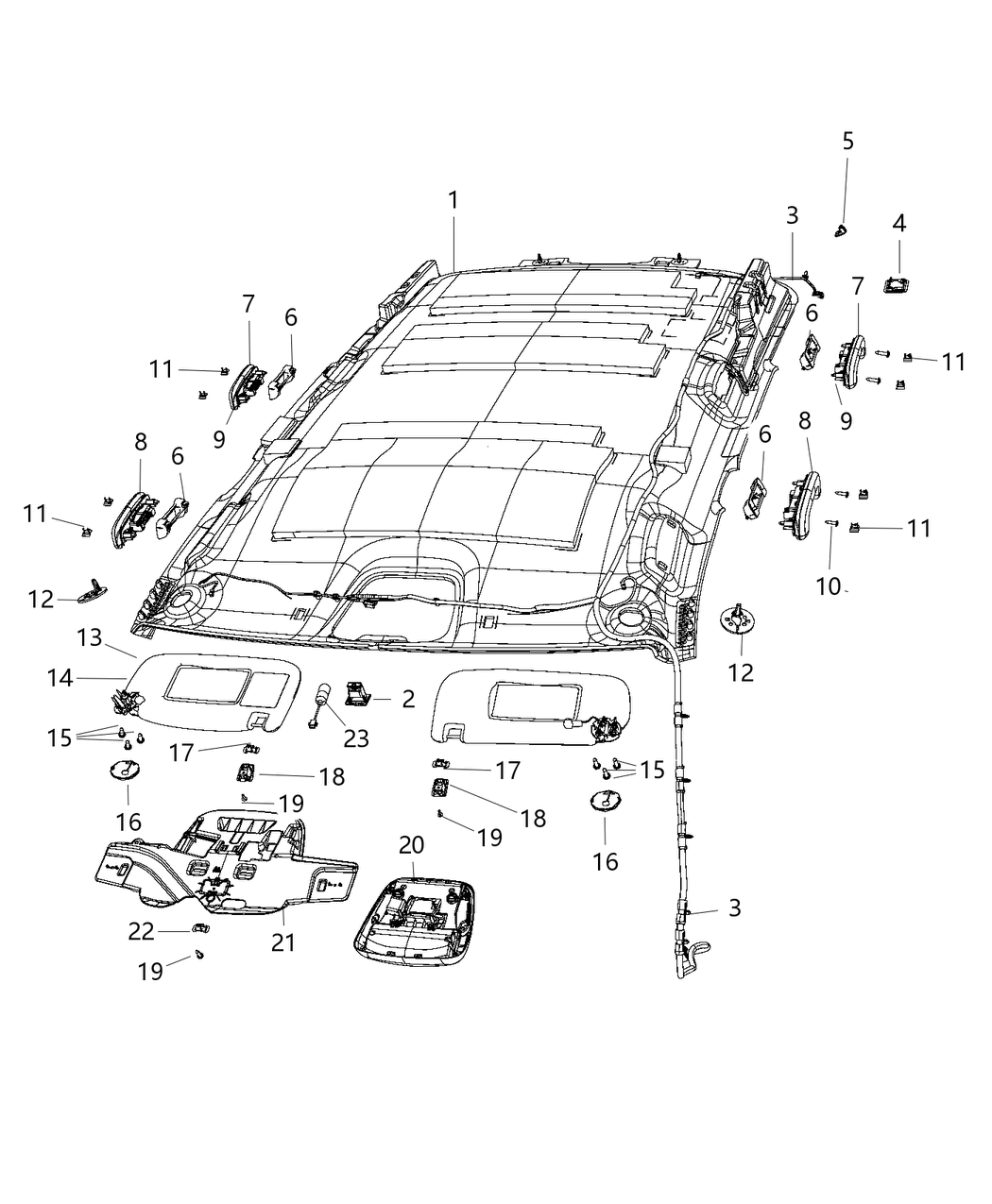 Mopar 6FX51DX9AD Headliner