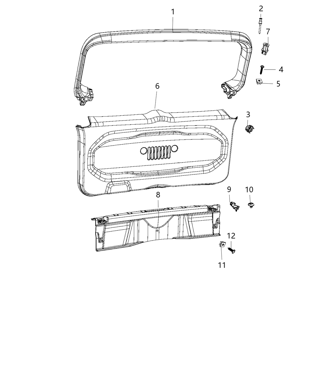 Mopar 5VY05GTVAA Panel-LIFTGATE Trim Upper