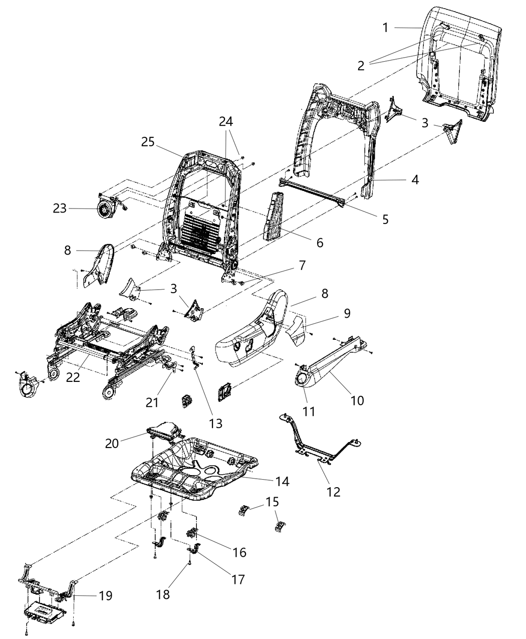 68105870AD Mopar Front Seat Back Frame