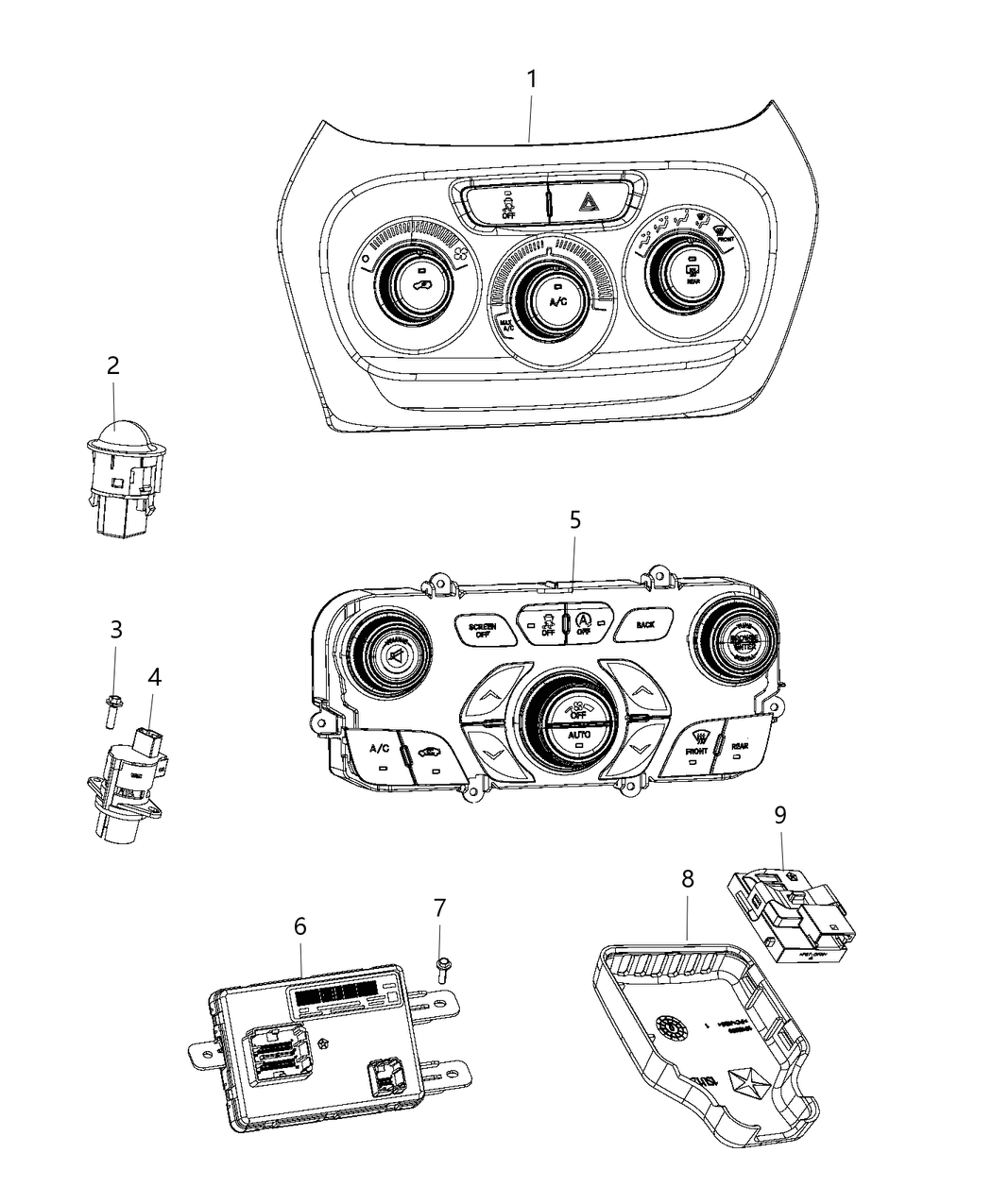 Mopar 68280729AA Air Conditioner And Heater Control