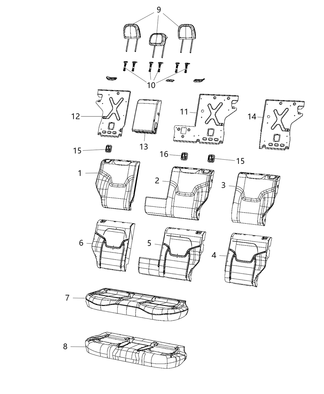 Mopar 5ZD90LXHAA Rear Seat Back Cover