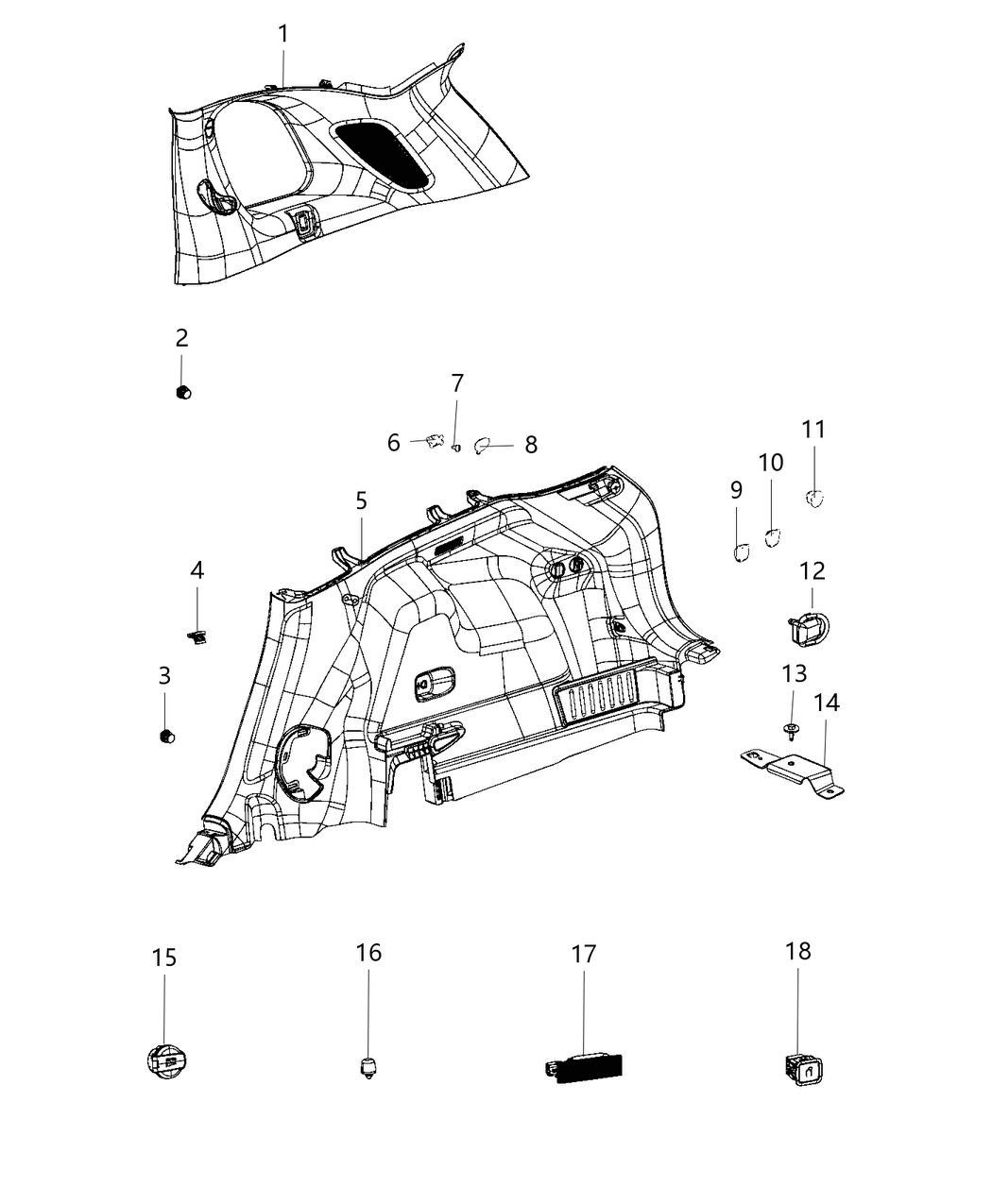 Mopar 6SR931L1AE Panel-Quarter Trim