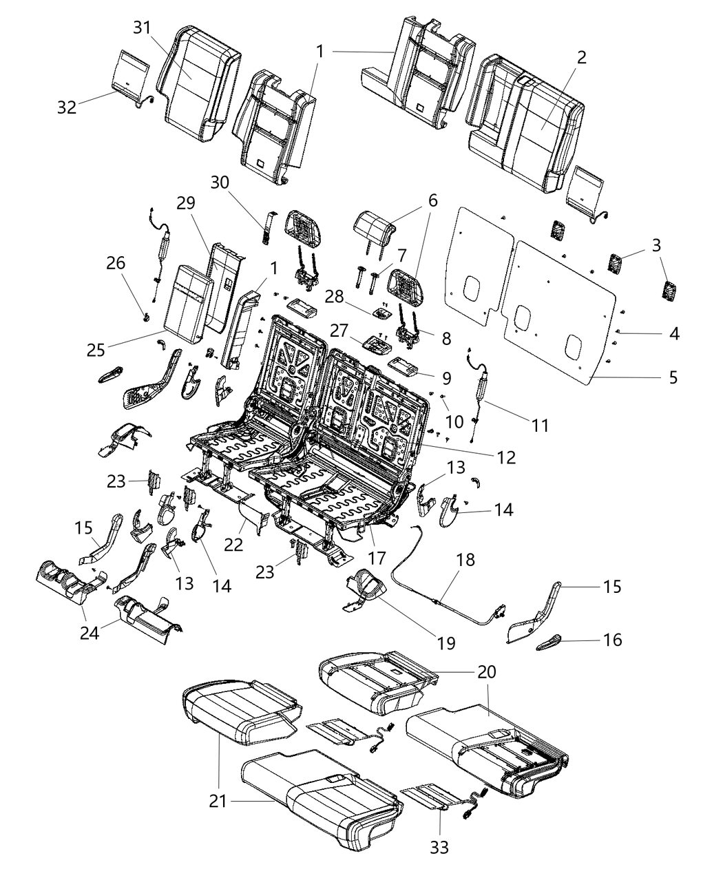 Mopar 5UR00DX9AA Rear Seat Back Cover Right