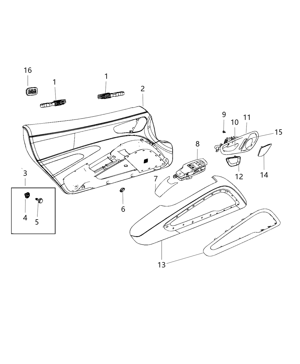 Mopar 6EB81YSAAA Front Door Trim Armrest Includes Led Lamp