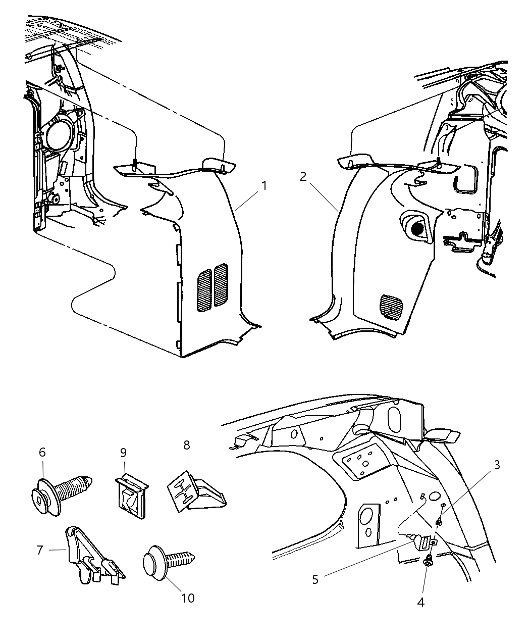 Mopar TP44BD5AC Molding-D Pillar