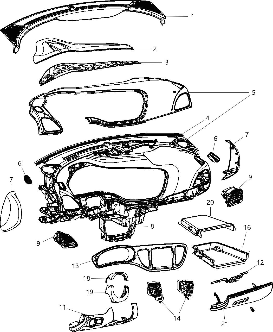 Mopar 68101722AD Instrument Panel-Instrument Panel