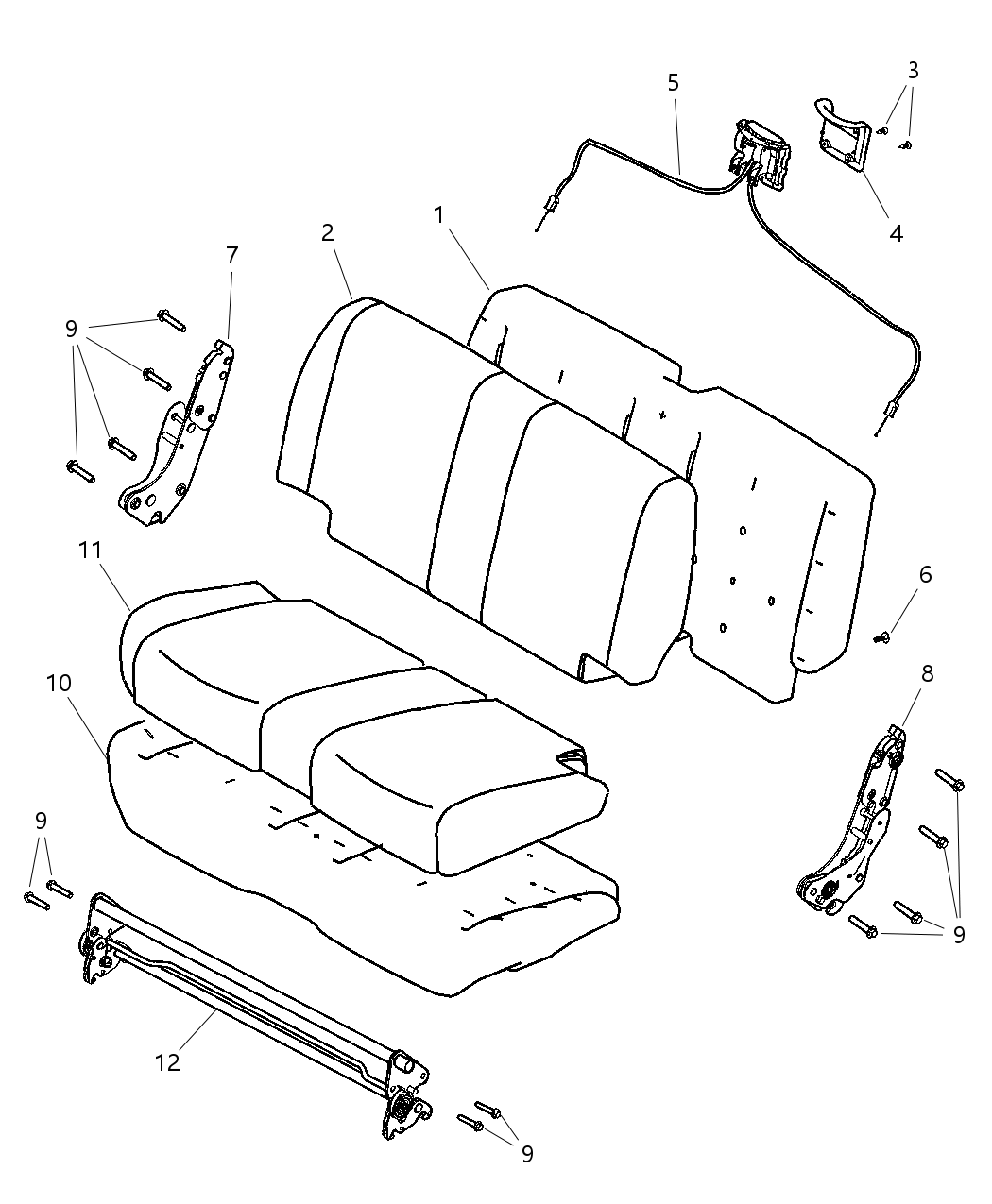 Mopar 1CC621DVAA Seat Back-Rear Seat Back