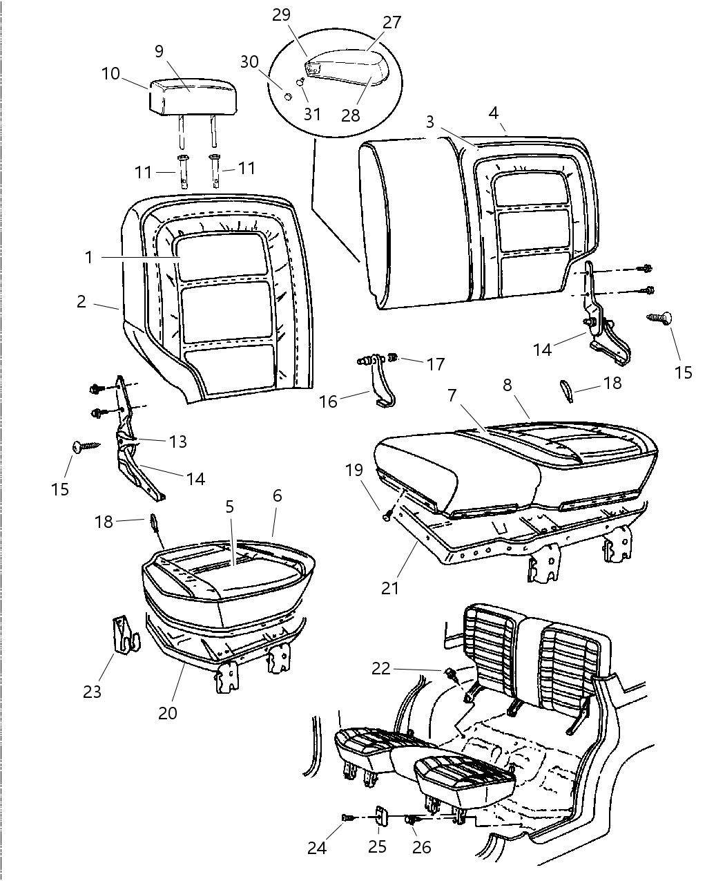 Mopar 4864985 Channel HEADREST STOWAGE