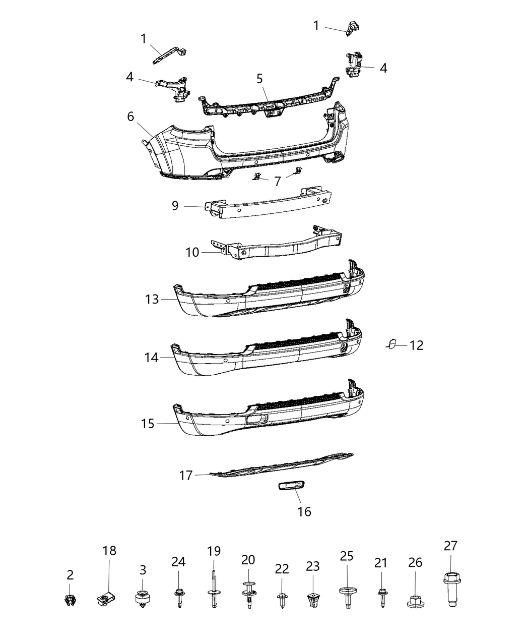 Mopar 68426124AA Rear Bumper Cover Lower