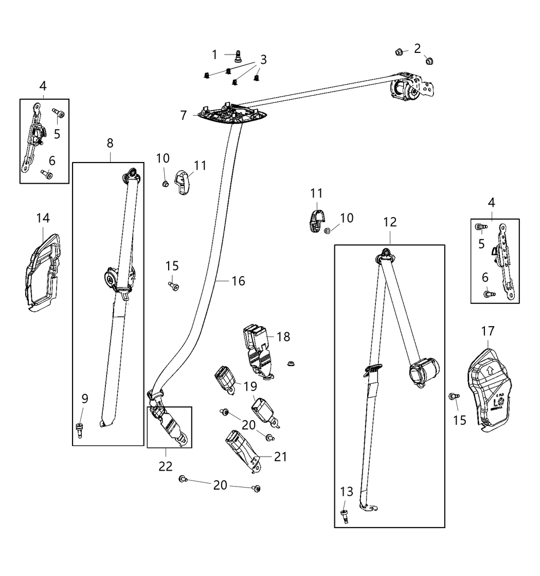 Mopar 5LA42PD2AG Rear Belt Assembly