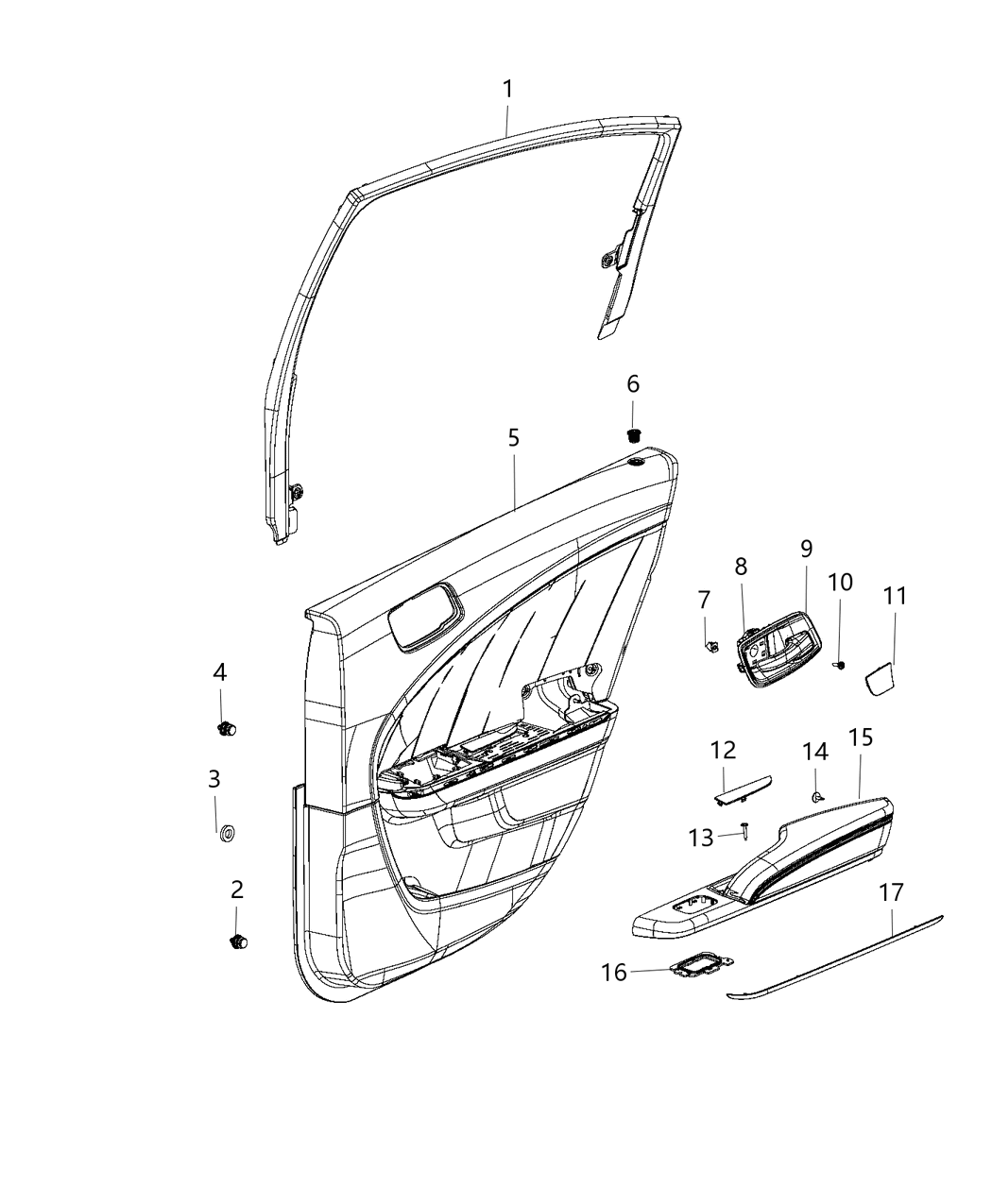 Mopar 6BV434X9AB PANELASSY-Rear Door Trim