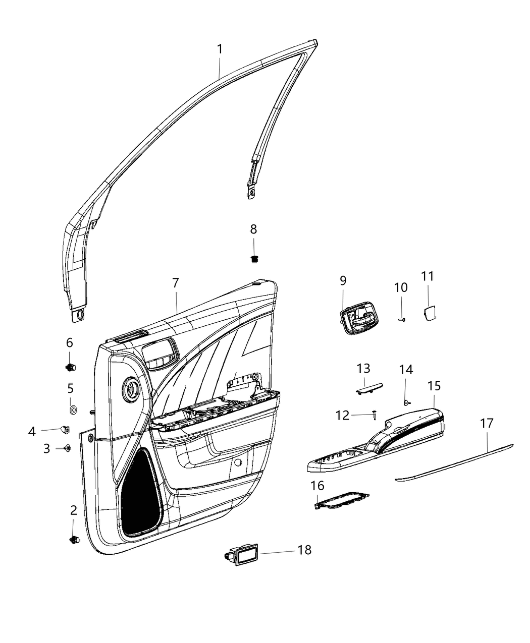 Mopar 6BV364X9AB PANELASSY-Front Door Trim