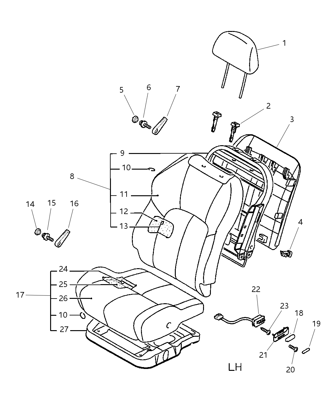 Mopar MN121037XA Front Seat Back Cover