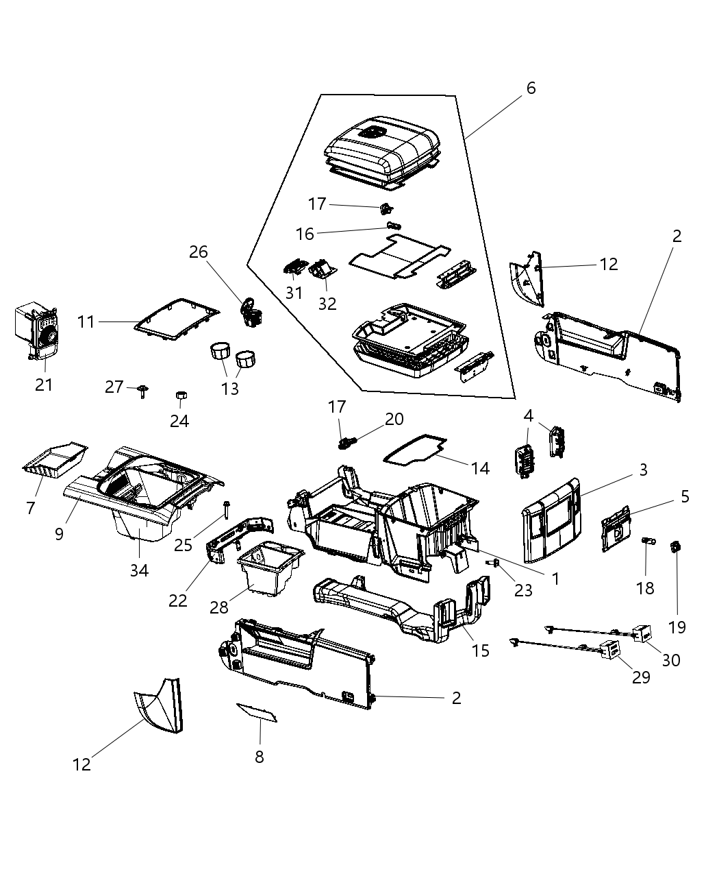 Mopar 5XY511Z0AA Bezel-Center Console