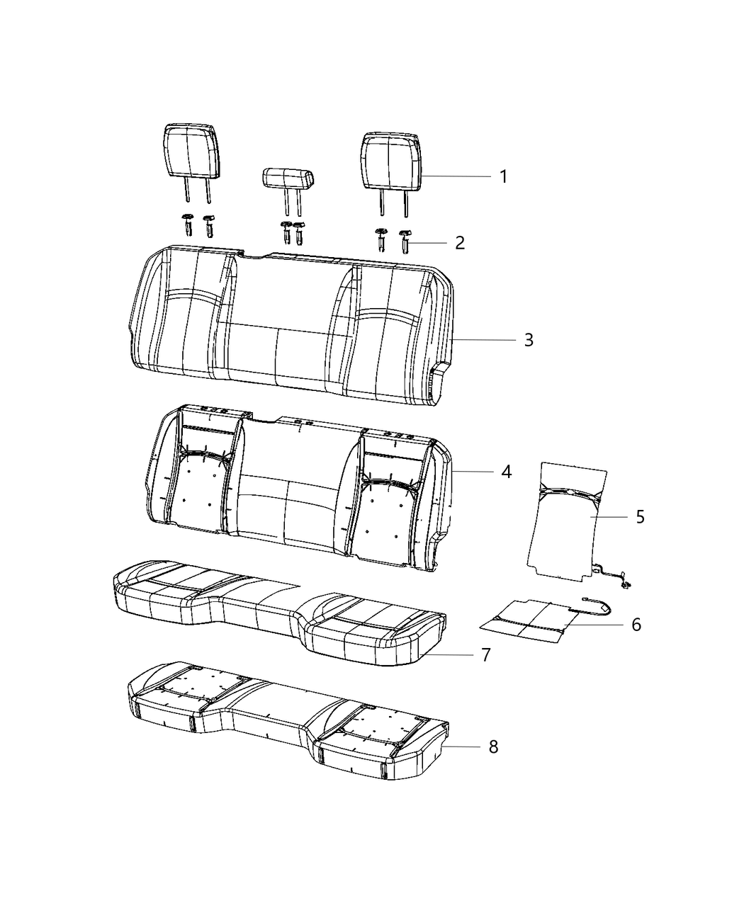 Mopar 6VA801X8AA Rear Seat Back