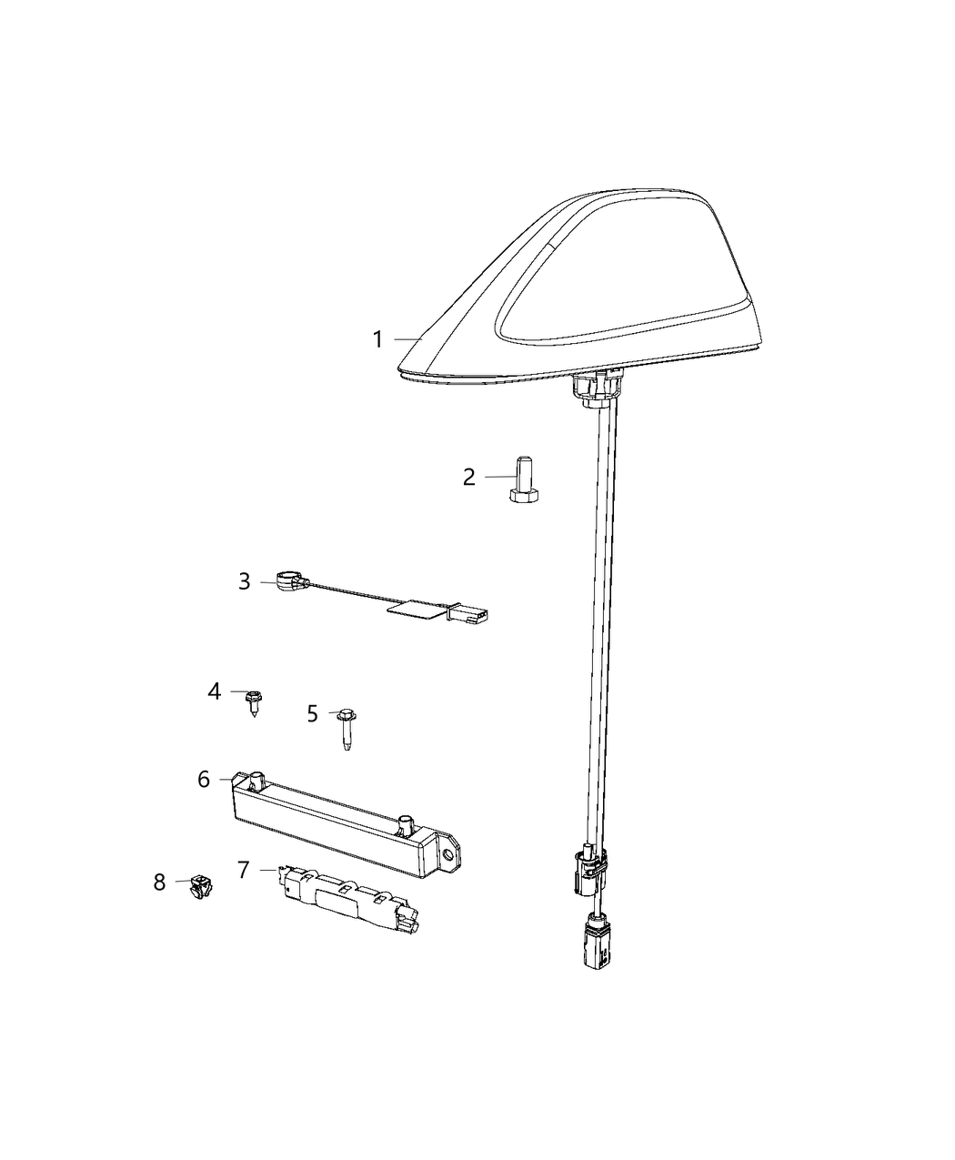 Mopar 1YG05GW7AB Antenna-Base Cable And Bracket