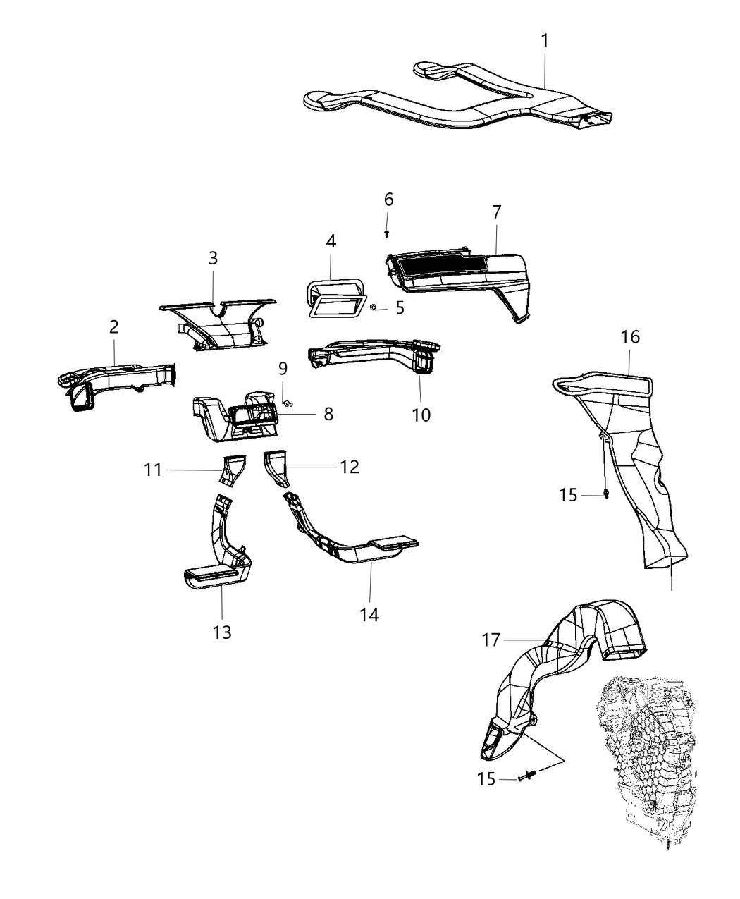 Mopar 5058640AA Duct-Rear A/C