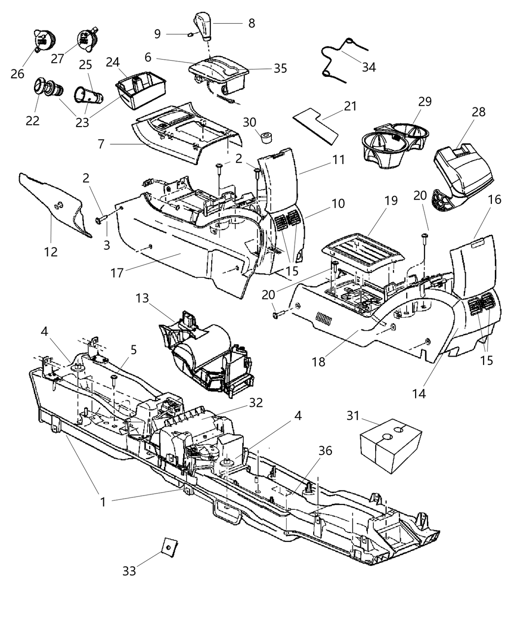 Mopar 4678851AB Base-Floor Console