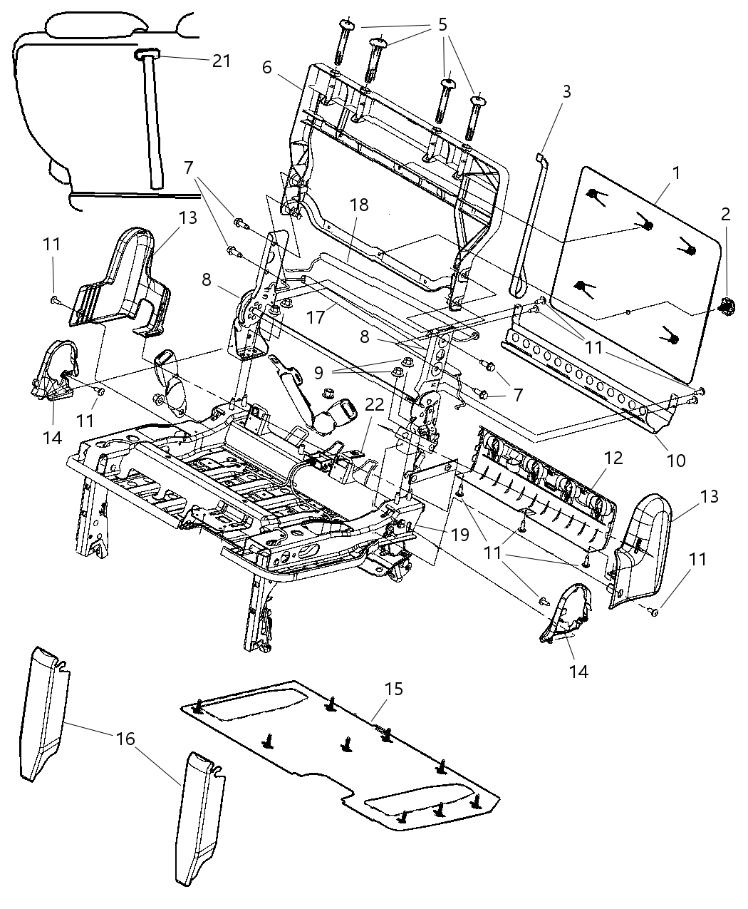 Mopar 1AM151J3AA Panel-Rear Seat Back