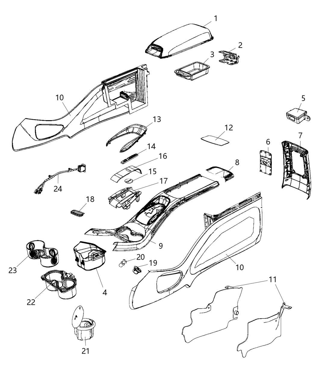 Mopar 1VF70GT5AA Base-Floor Console