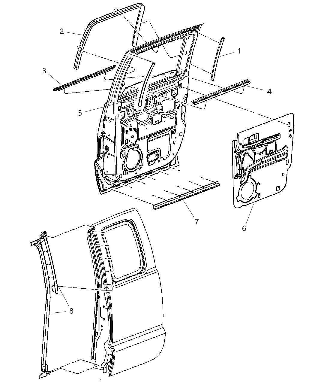 Mopar 55359443AC Seal-Rear Door Glass