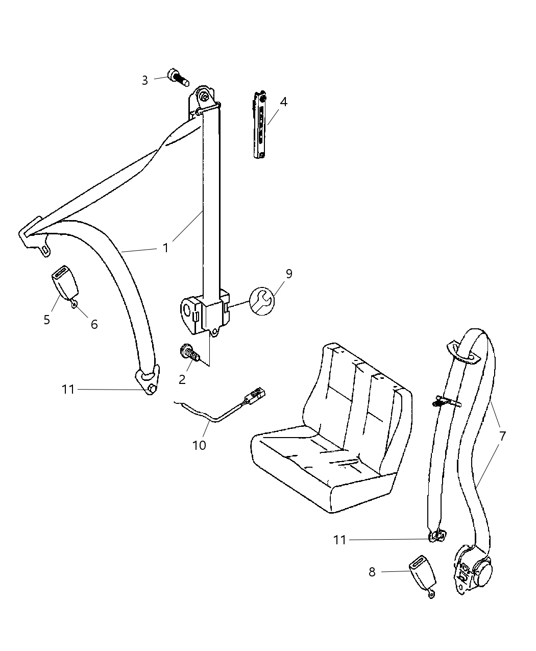 Mopar 1WL69DX9AA Front Outer Seat Belt