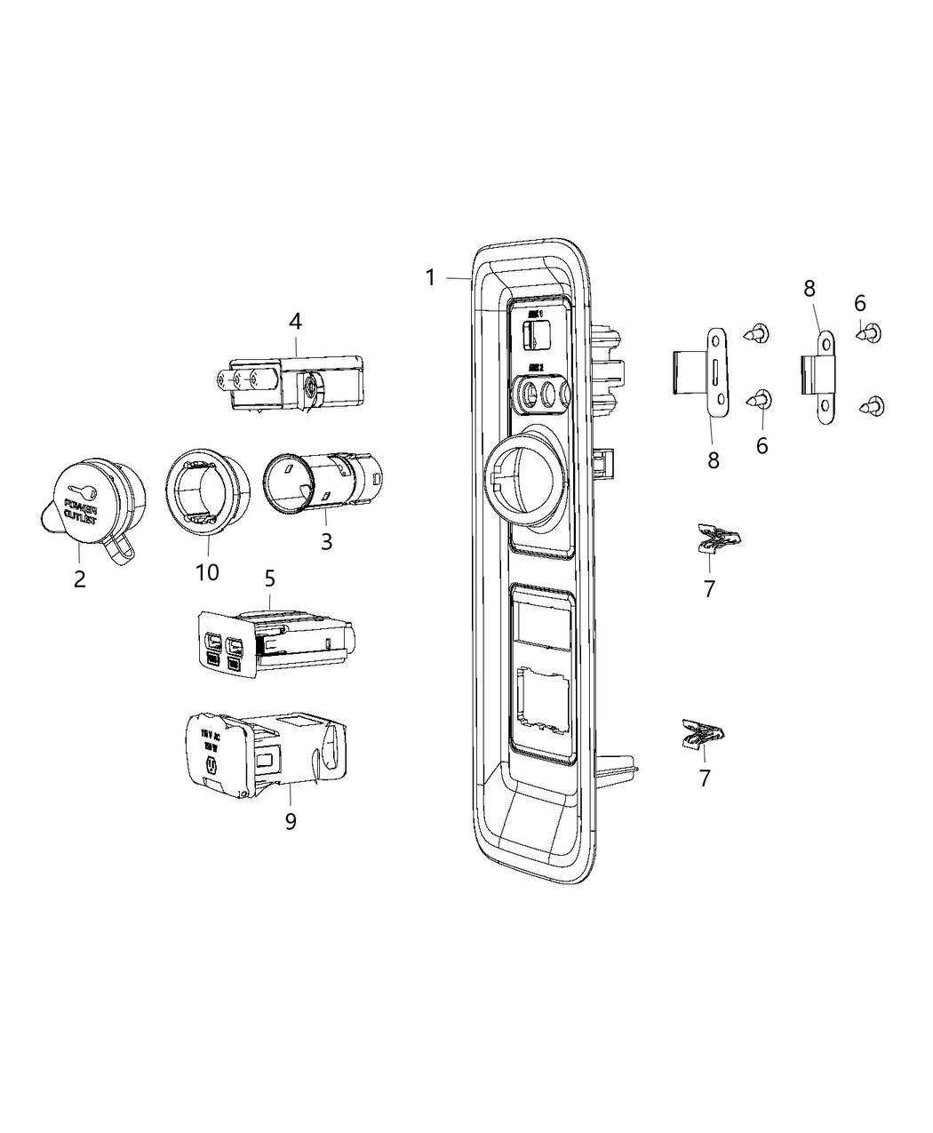 Mopar 1XF85BD1AB Power Outlet