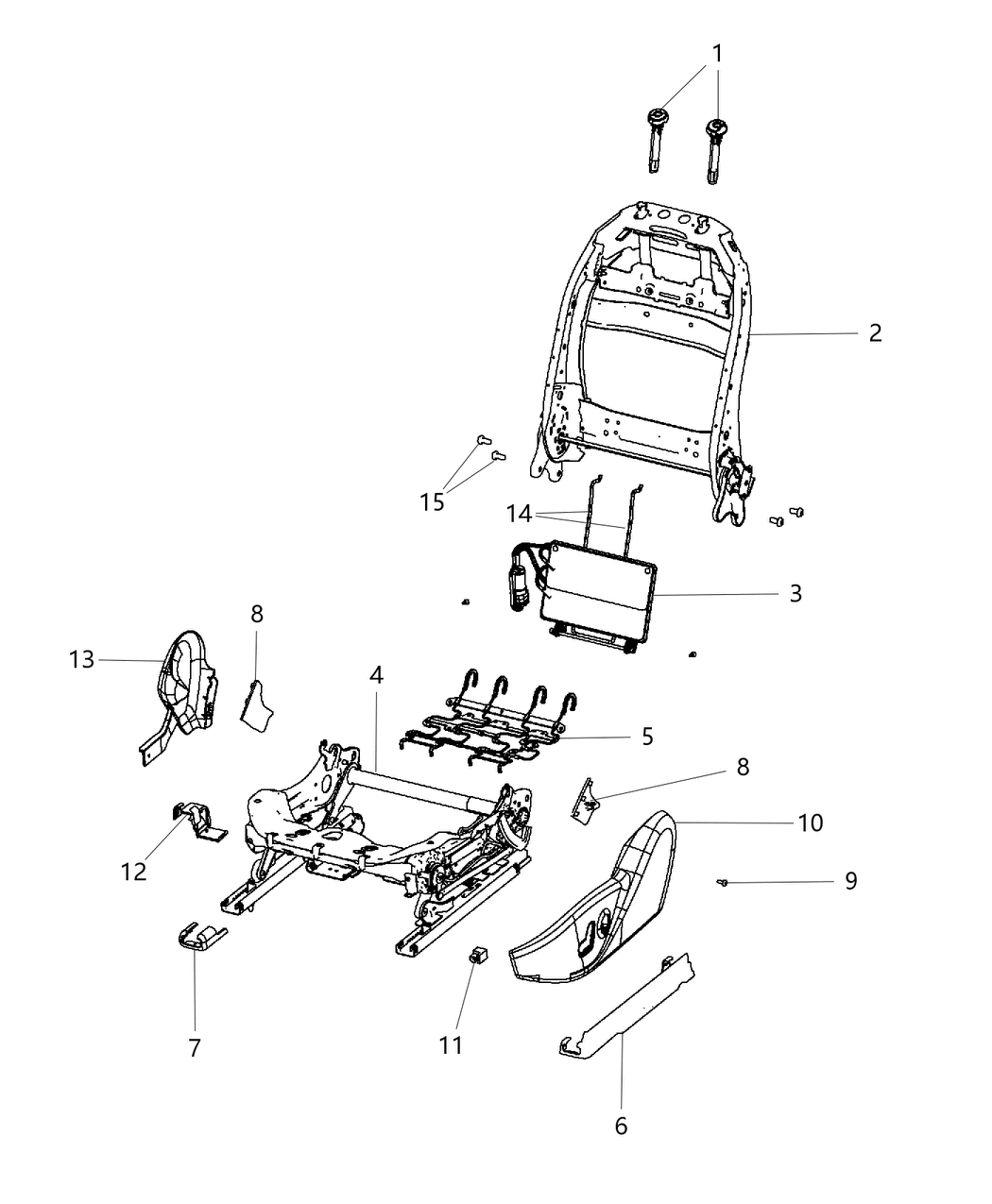 Mopar 68080783AA Frame-Front Seat Back